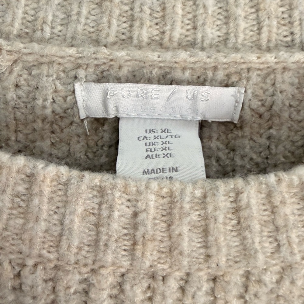 Pure Collection Cream Ribbed Crew Neck Sweater Size XL - Picture 2 of 8